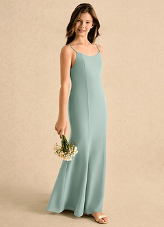 Azazie Kennie Girls Formal Flower Girl Klänningar Klänning Sjöjungfru i Chiffong Plisserad image5