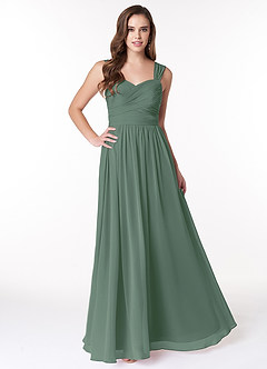 Azazie Zapheira Bridesmaid Dresses Eucalyptus A-Line Ruched Chiffon Dress image1