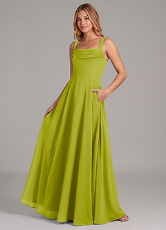 Azazie Shaude Bridesmaid Dresses Lemongrass A-Line Pleated Chiffon Dress image4