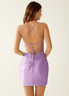 Ophelie Glycine Robe mini corset à perles en satin stretch, col V, ornée de perles image7