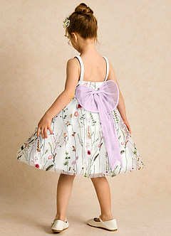 Azazie Peppa Abiti da Ragazza di Fiori Abito A-Line in Tulle Scollo a Cuore Avorio Lilla Glassato image5