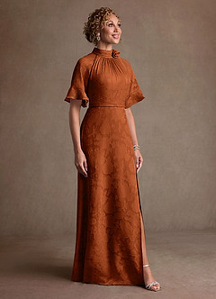 Azazie Hypatia Suknie dla Matki Panny Młodej Osłona Pofałdowany Kwiatowe wypalenie Długość podłogi Sukienka image4