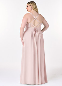 Azazie Farren Brautjungfernkleider Wandelbar A-Linie Plissee Chiffon Kleid Zartrosa image11