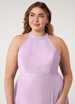 Azazie Clarice Bridesmaid Dresses Frosted Lilac A-Line Halter Chiffon Dress image13
