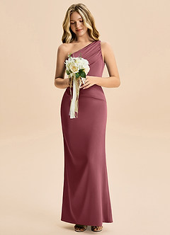 Azazie Akilah Junior Etui Plissee Stretch-Satin Kleid Wüstenrose image4