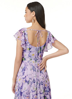 Azazie Bondi Bridesmaid Dresses Lilac Bloom A-Line Ruffled Chiffon Dress image3