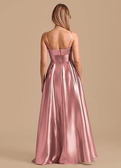 Azazie Lucienne Robes de demoiselle d'honneur Robe Trapèze en Satiné métallisé Plissée Rose Poussiéreuse image2