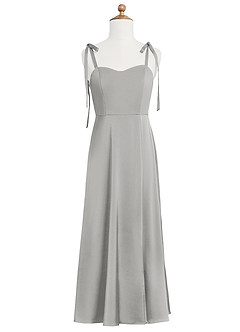 Azazie Rosey Junior Robe Trapèze en Satin extensible Encolure en Forme de Cœur Argent image7
