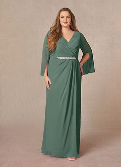 Azazie Belinda Mother of the Bride Dresses Sea Moss A-Line V-Neck Pleated Chiffon Dress image6