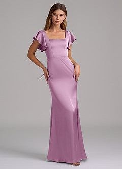 Azazie Elkie Brudtärnklänningar Klä av Sjöjungfru i Stretch Satin Fyrkantig halsringning Blåregn image5