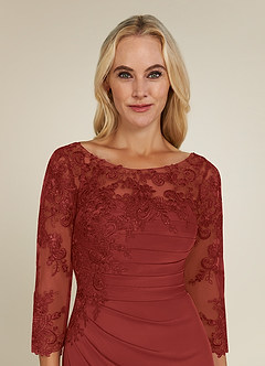 Azazie Alisondra Mother of the Bride Dresses Rust Sheath Scoop Lace Lace Dress image5