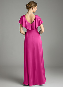 Azazie Lainey Vestidos de damas de honor Vestido de Fucsia de Satén Elástico de Corte en A con Con bolsillos image7