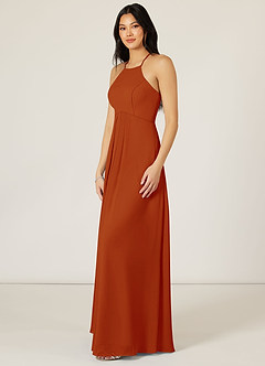 Azazie Sarah Final Sale Paprika Empire Pleated Chiffon Dress image4
