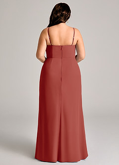 Azazie Maci Bridesmaid Dresses Terracotta Sheath Pleated Chiffon Dress image9