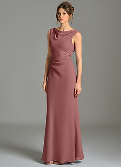 Azazie Kieryn Bridesmaid Dresses Desert Rose Mermaid Pleated Chiffon Dress image3