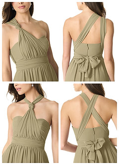 Azazie Olani Bridesmaid Dresses Moss Green A-Line Off the Shoulder Chiffon Convertible Dress image7