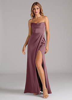 Azazie Johana Brautjungfernkleider Wandelbar Meerjungfrau-Linie Schulterfrei Stretch-Satin Kleid Amethyst image3