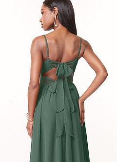 Azazie Zeya Bridesmaid Dresses Sea Moss A-Line V-Neck Pleated Chiffon Dress image2