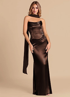 Azazie Sorrel Bridesmaid Dresses Ganache Mermaid Corset Metallic Satin Convertible Dress image3