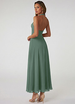 Azazie Tessie Jurken voor bruidsmeisjes Jurk van Chiffon met A-Lijn Geplooid Eucalyptus image2