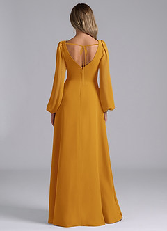 Azazie Liah Brautjungfernkleider A-Linie Langarm Chiffon Kleid Butterscotch image2