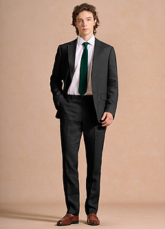 front Harrison Black 100% Linen Suit