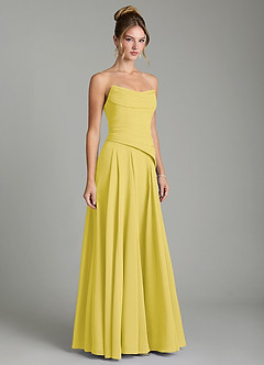 Azazie Gabriela Brautjungfernkleider Eine Linie Korsett Chiffon Kleid Kanarienvogel image5