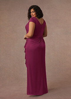 Azazie Roya Mother of the Bride Dresses Mulberry Mermaid V-Neck Pleated Mesh Dress image9