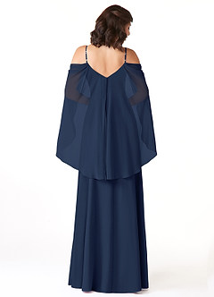 Azazie Cienna Bridesmaid Dresses Dark Navy A-Line Off the Shoulder Chiffon Dress image2