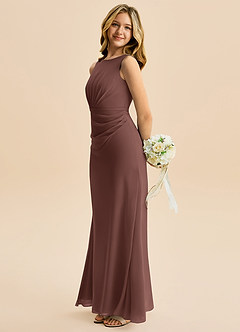 Azazie Floris Junior Robe Trapèze en Mousseline de soie Plissée Expresso image5