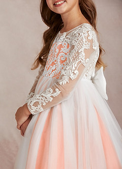 Azazie Elodie Flower Girl Dresses Ivory Sunset Ball-Gown Lace Dress image7