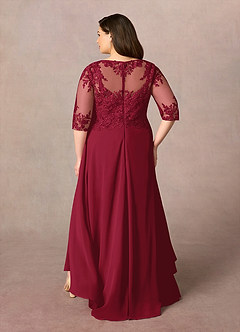 Azazie Monza Mother of the Bride Dresses Burgundy A-Line Lace Chiffon Dress image9
