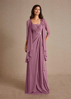 Azazie Clinton Mother of the Bride Dresses Vintage Mauve A-Line Pleated Mesh Dress image4