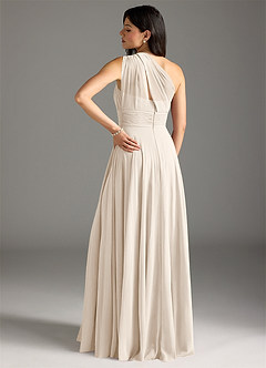 Azazie Charlize Bridesmaid Dresses White Alabaster A-Line One Shoulder Chiffon Dress image9