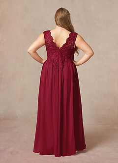 Azazie Amethyst vestidos de madre de la novia Vestido de Borgoña de Gasa de Corte En A con Lentejuelas Cuello V image10