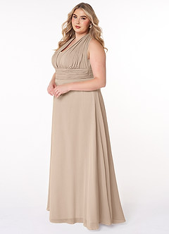 Azazie Fifi Bridesmaid Dresses Taupe A-Line Strapless Chiffon Convertible Dress image15