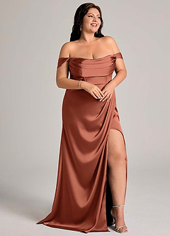 Azazie Johana Vestidos de damas de honor Vestido de Arcilla de Satén Elástico de Corte Sirena Convertible con Vestidos sin tirantes image13