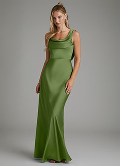 Azazie Elena Bridesmaid Dresses Juniper Mermaid Pleated Stretch Satin Dress image1