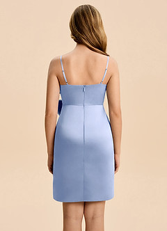 Azazie Nellie Junior Ice A-Line Bow Matte Satin Dress image2