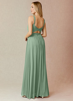 Azazie Reniya Bridesmaid Dresses Matcha A-Line Pleated Mesh Convertible Dress image2