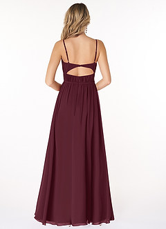 Azazie Yanelie Bridesmaid Dresses Cabernet A-Line Scoop Pleated Chiffon Dress image4