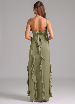 Azazie Malia Bridesmaid Dresses Pistachio A-Line Side Slit Stretch Satin Dress image6