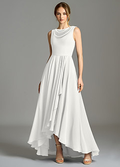 Azazie Wonderland Morsiusneito Mekot A-linja Pliseerattu Sifonki Epäsymmetrinen Pukeutua image1