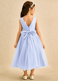 Azazie Macaron Robe Demoiselle D'honneur Fillette Robe Trapèze en Tulle Plissée Lavande image2