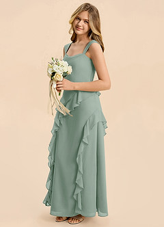 Azazie Sloane Junior Silver Sage A-Line Sweetheart Neckline Chiffon Dress image5