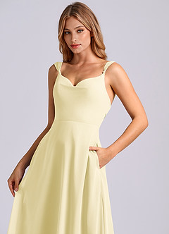 Azazie Beatrice Final Sale Lemon Sorbet A-Line Sweetheart Neckline Chiffon Dress image6