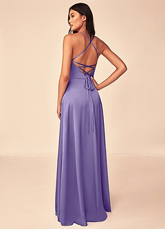 Azazie Mei Robes de demoiselle d'honneur Robe Trapèze en Satin extensible Col en V Tahiti image2