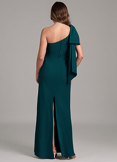 Azazie Capri Bridesmaid Dresses Pine A-Line One Shoulder Chiffon Dress image2