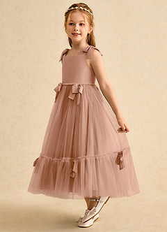 Azazie Jaci Sukienki dla dziewczynek sypiących kwiaty Linia A Pasek spaghetti Szyfon Długość kostki Sukienka image1