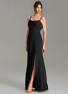 Azazie Egypt Bridesmaid Dresses Black Mermaid Sweetheart Neckline Stretch Satin Dress image4